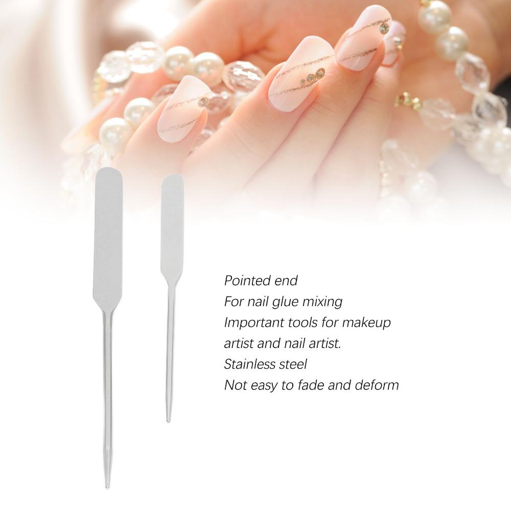 2pcs Set Stainless Steel Foundation Stirrer Stick Nail Art Stirring Rod For Cream Stirring