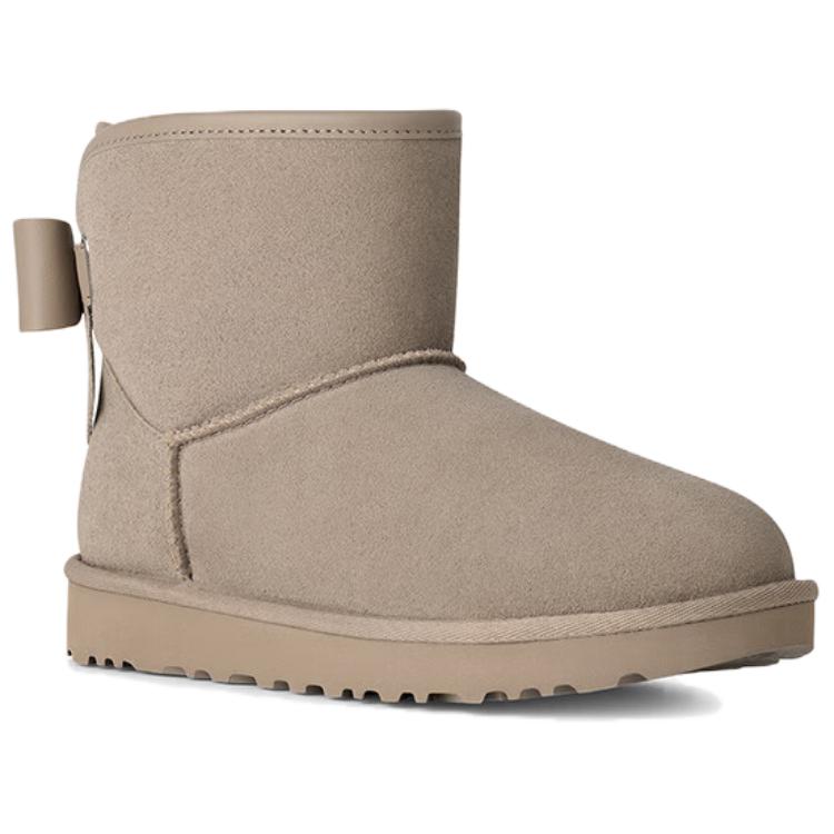 Женские ботинки UGG Ultra Mini Bailey из кожи с бантом, на флисовой подкладке, удобные модные снегоступы женские Pebble