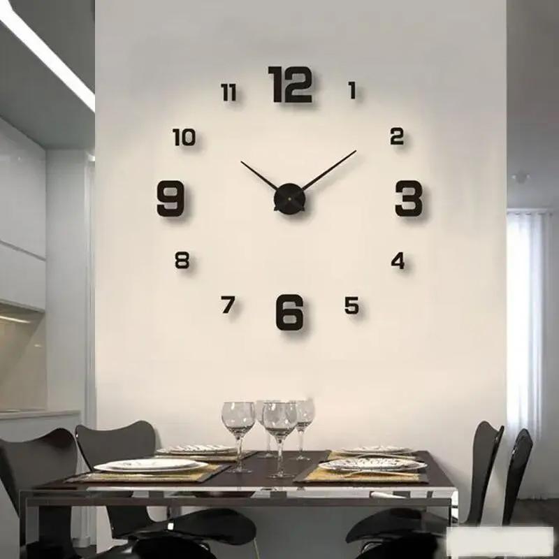 Creative Frameless DIY Wall Clock Wall Decal Home Silent Clock Living Room Office Wall Decoration KTY