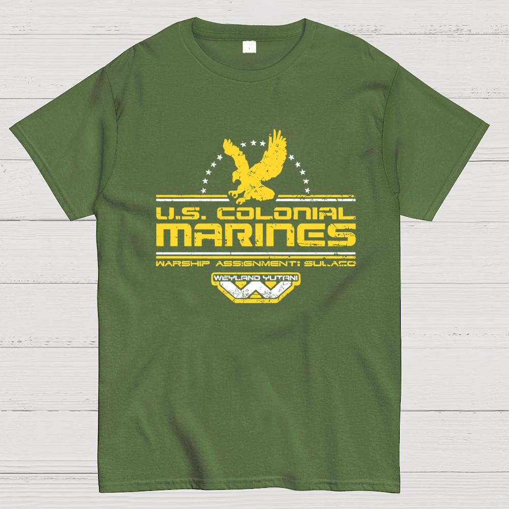 US Colonial Marines Eagle Unisex 100% Cotton Summer Casual Cool Loose T-Shirt