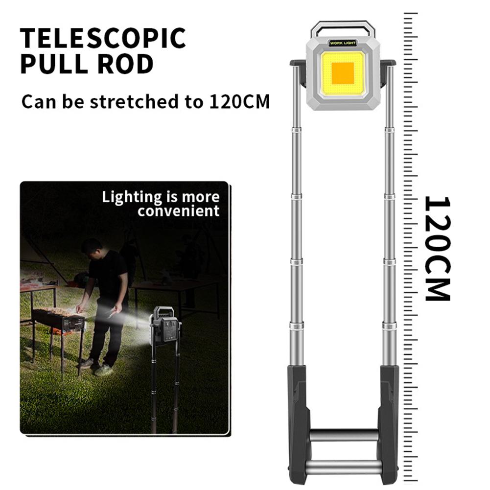 Portable LED Work Light, Rechargeable 3000LM Flood Light, Foldable 10000mAh Waterproof Cordless LED Job Site Work Light For Camping Fishing