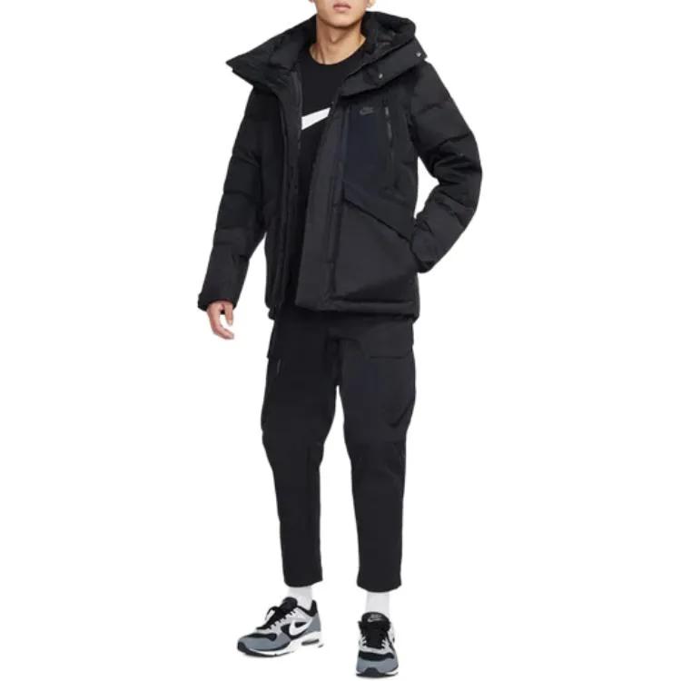 Nike Down Jackets Men's Black Hooded Non Detachable Moderate (Unisex) Down Jackets DD6981 010