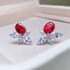 Серьги-гвоздики Huitan Bright Red CZ для женщин, цветные, эстетичные, в форме цветка, аксессуары для ушей, свадебная вечеринка, изысканные украшения