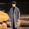 Coat Men's Medium and Long Winter Korean Version Nizi Jacket No Cashmere Herringbone Trench Coat