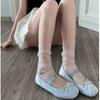 JK Mid Tube Socks Transparent Stacked Stockings Pile Up Socks Polka Dot Mesh Socks  Student