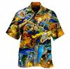 Hawaiian shirt new men's large size 1D printing fashion casual and comfortable Cuban collar button-down cardigan