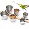 Bird Feed Can Cup with Clamp Stainless Steel Parrot Feeder Water Bowl Anti-Gnawing Easy