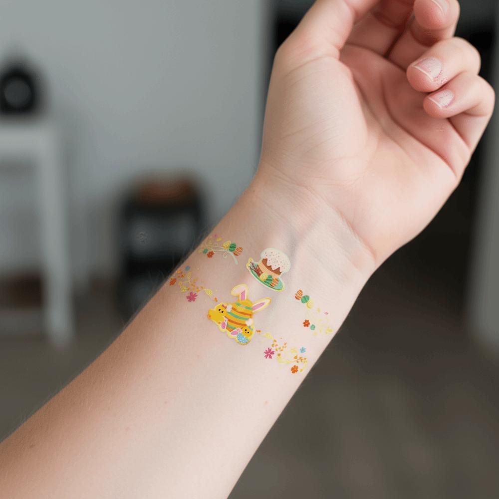 Wrist Arm Face Leg Face Temporary Tattoo Rabbit Carrot Eggs Flower Freckle Tattoo  Easter Day