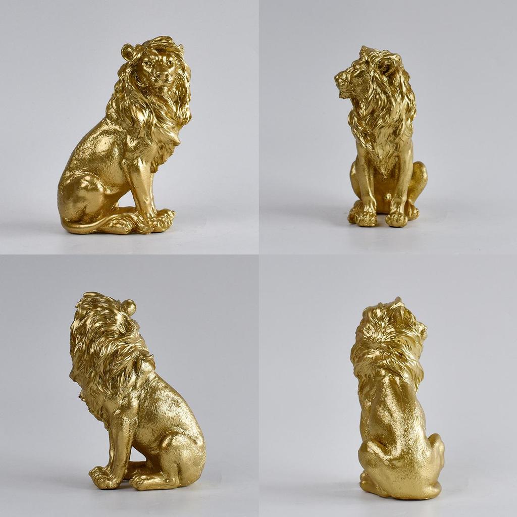 Elegant Male Lion Resin Ornament for Office or Home Decor