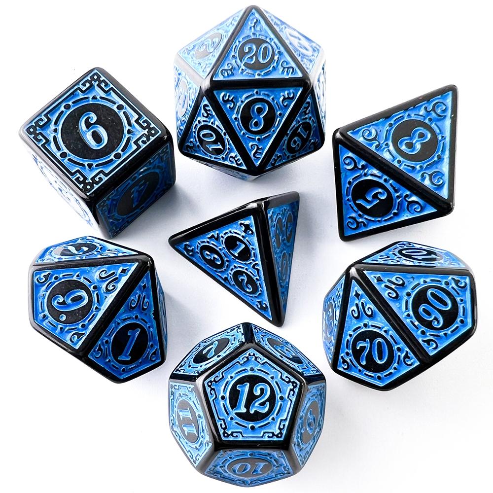 7 шт./набор RPG многогранные игральные кости ретро резной узор D4 D6 D8 D10 D12 D20 DND ролевые настольные игры