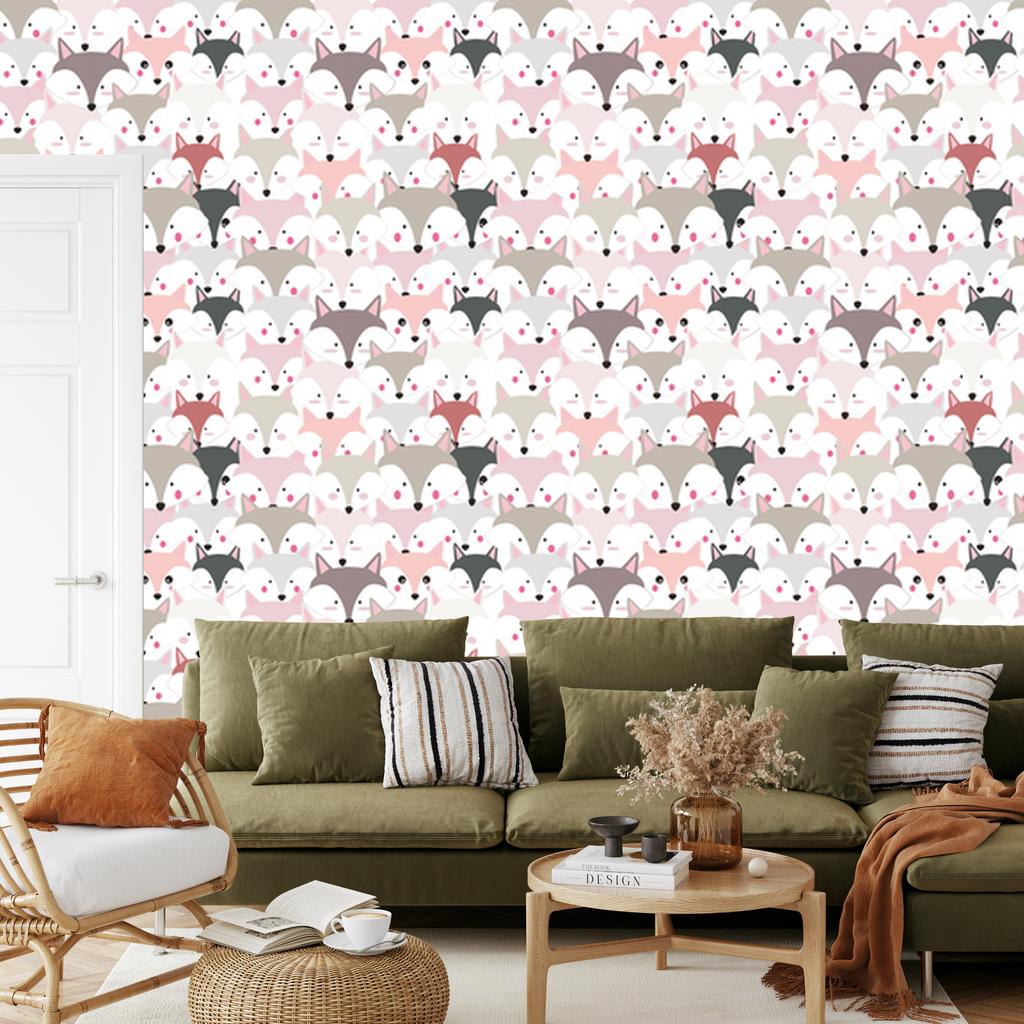 Colorful Foxes Wallpaper for Living Room and Bedroom 50x1000