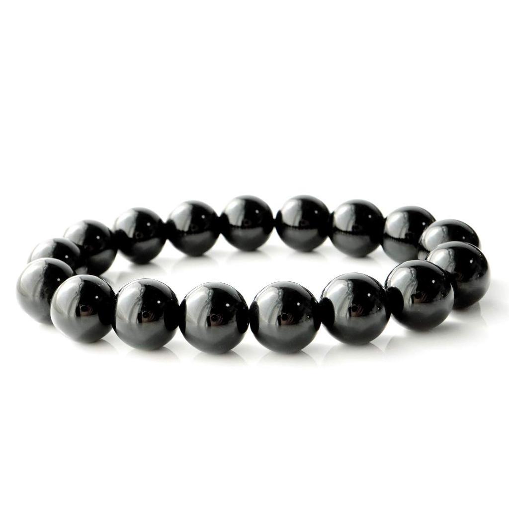 [GOLD STONE] Morion Black Quartz Bracelet, 12mm, Tibetan Natural Quartz Power Stone, Certified, Comes with a Special Box, Inner Diameter: Approx. 17cm