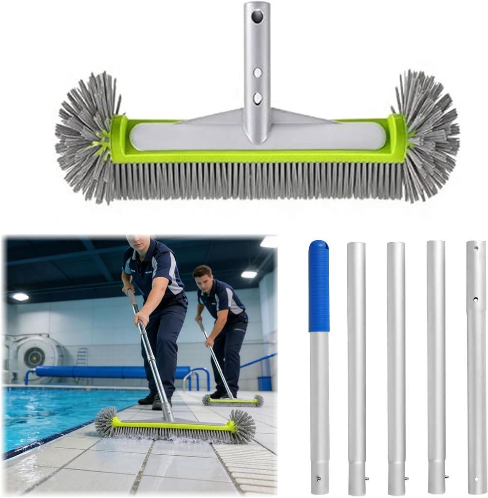 Pool brush for foil pools, pool brush, pool mop, pool cleaning, cleaning brush with semi-ball-shaped bristles for pool walls, tiles, and steps