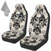 Gothic Skull Car Seat Covers Highback Bucket Seat Cover Universal Front Bucket Seat Cover,2pcs Universal Fit, Halloween Bat Auto Accessories