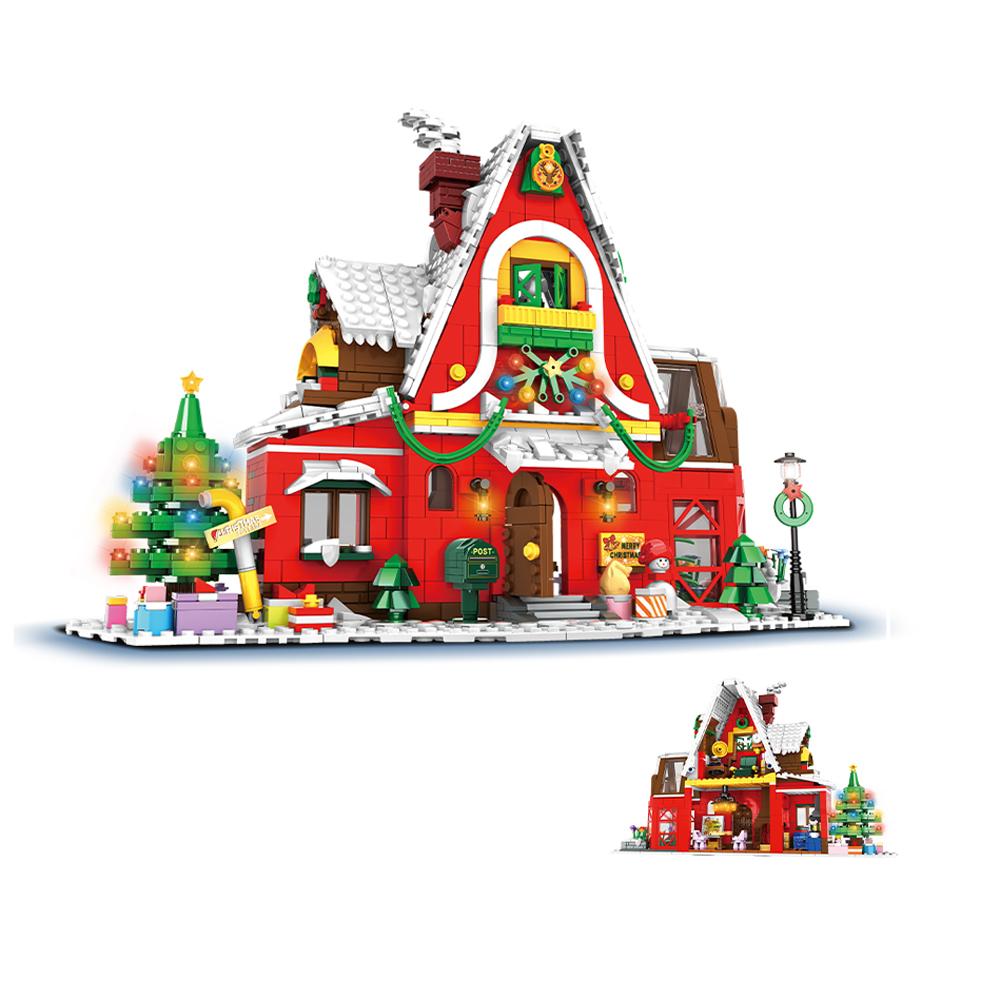 City Creativity Winter Village Christmas House Christmas ART House Model Building Blocks Bricks Kids Toys Christmas Gift