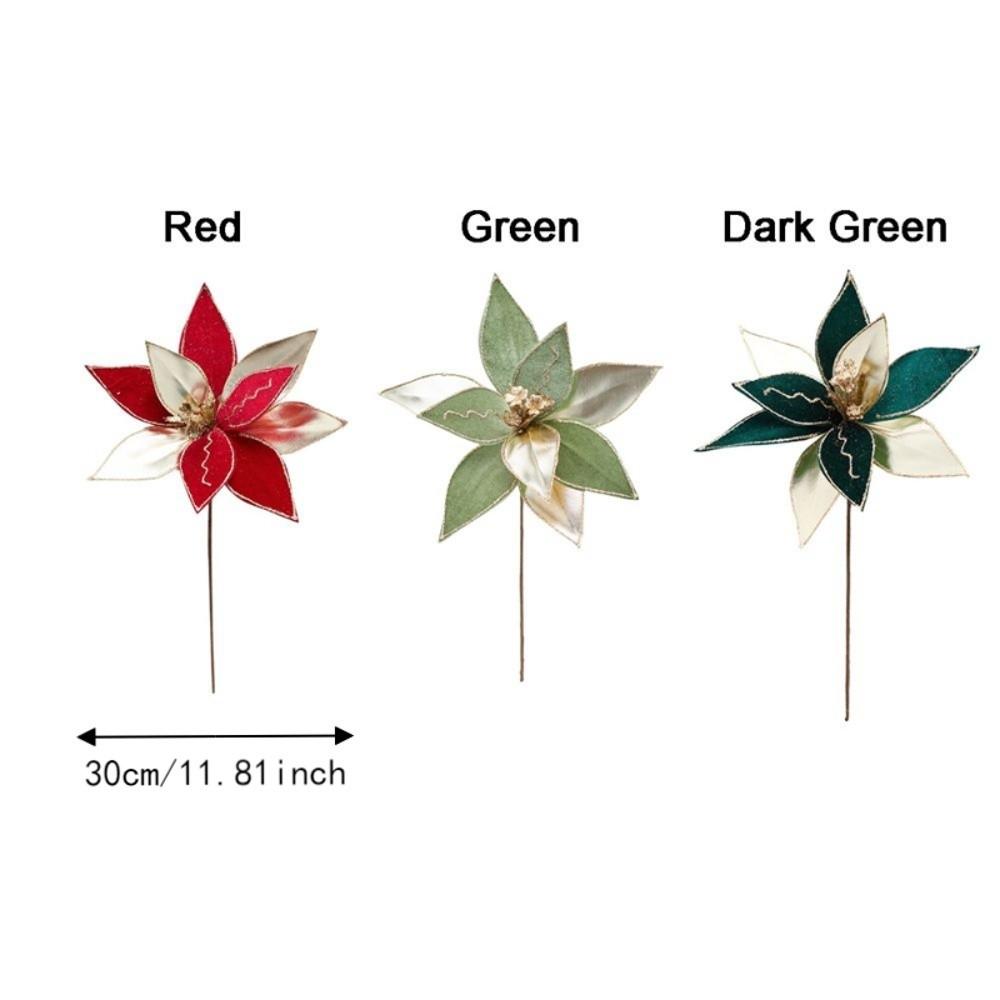 Velvet Texture Artificial Christmas Flower Glitter Edge Xmas Floral Decor Tabletop Display