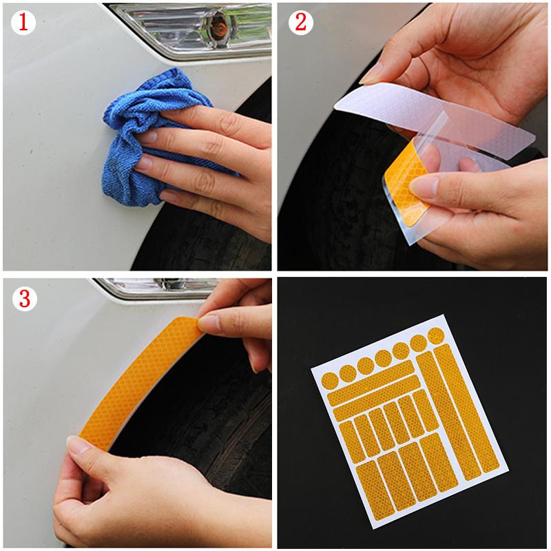 Автомобиль Мотоцикл Светоотражающие Наклейки Ночная Безопасность Предупреждение Отражающая Пленка Наклейка Украшения Велосипедное Колесо Отражатель Авто Аксессуары