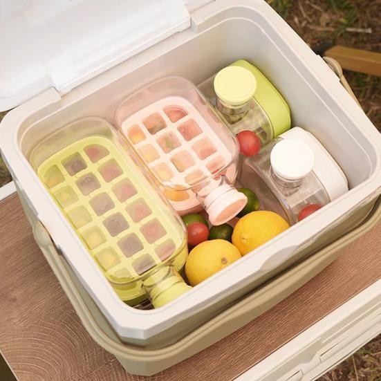 Curling Ice Cube Mold with One-Touch Release Flexible Ice Tray Portable Leak-Proof Water Bottle for Gym Travel Outdoor