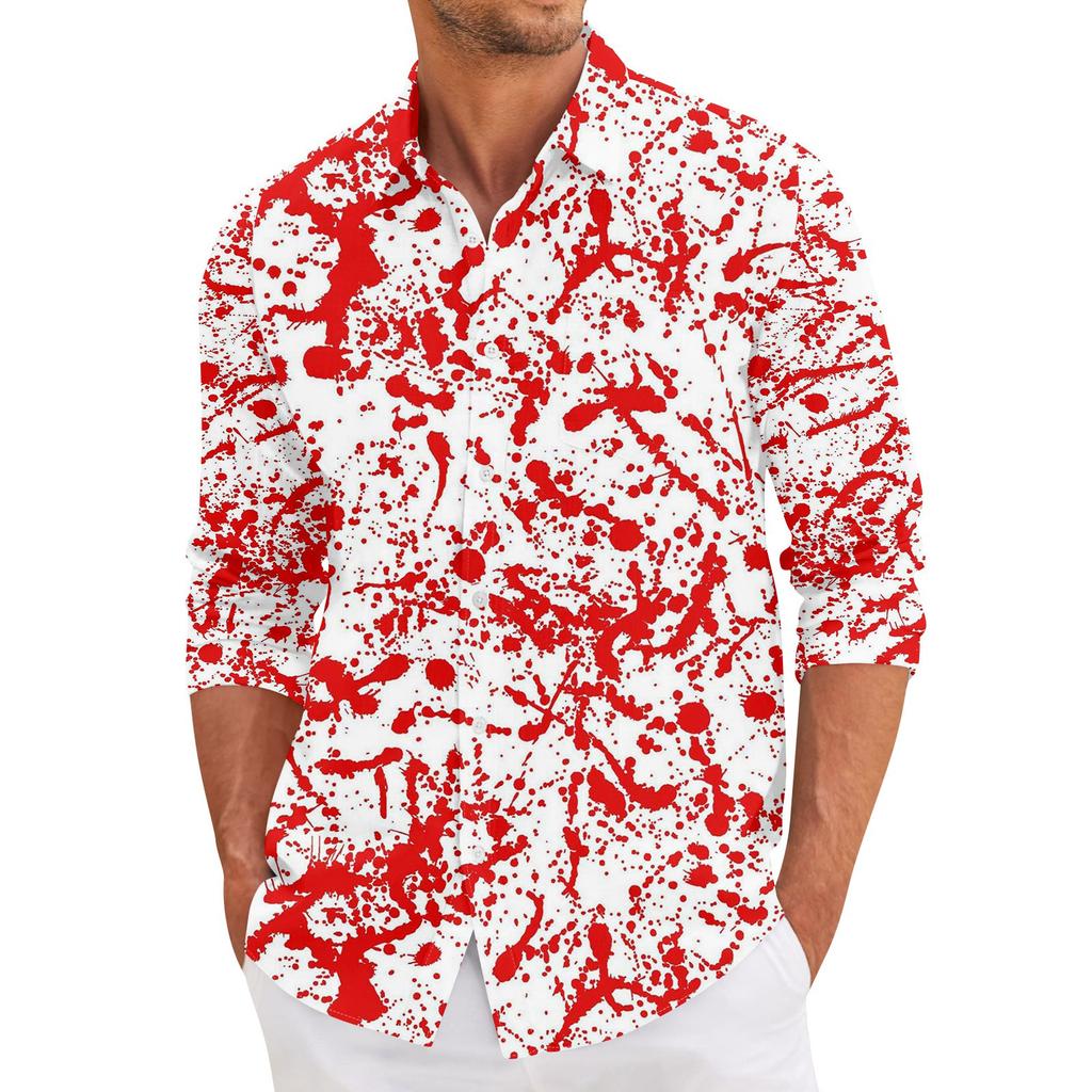 Мужская повседневная свободная рубашка с длинными рукавами, модная рубашка с лацканами, топ