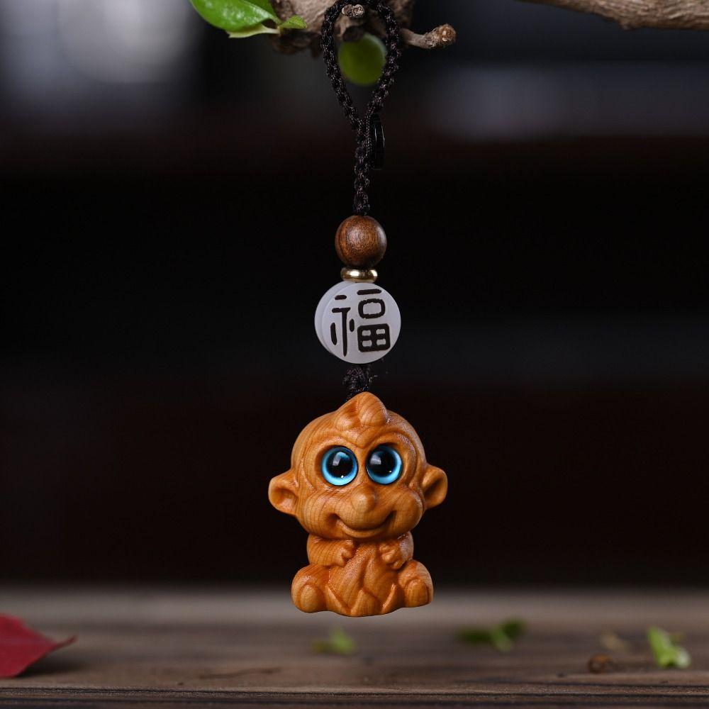 Китайский зодиакальный резной брелок с двенадцатью знаками зодиака, деревянный брелок с маленьким животным, подарок на Новый год