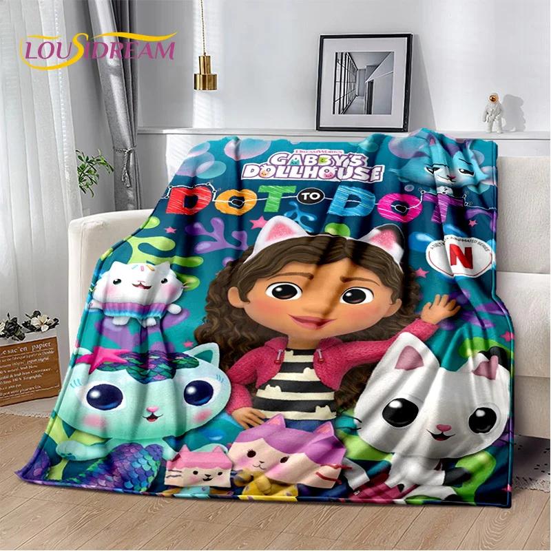 Cute Gabbys Dollhouse Cartoon Blanket,Soft Throw Blanket for Home Bedroom Bed Sofa Picnic Travel Office Rest Cover Blanket Gift
