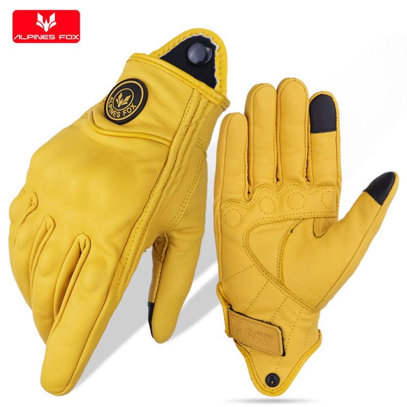 Full Finger Goat Leather Motorcycle Gloves With Ventilation Holes Off-Road Racing Riding Protection