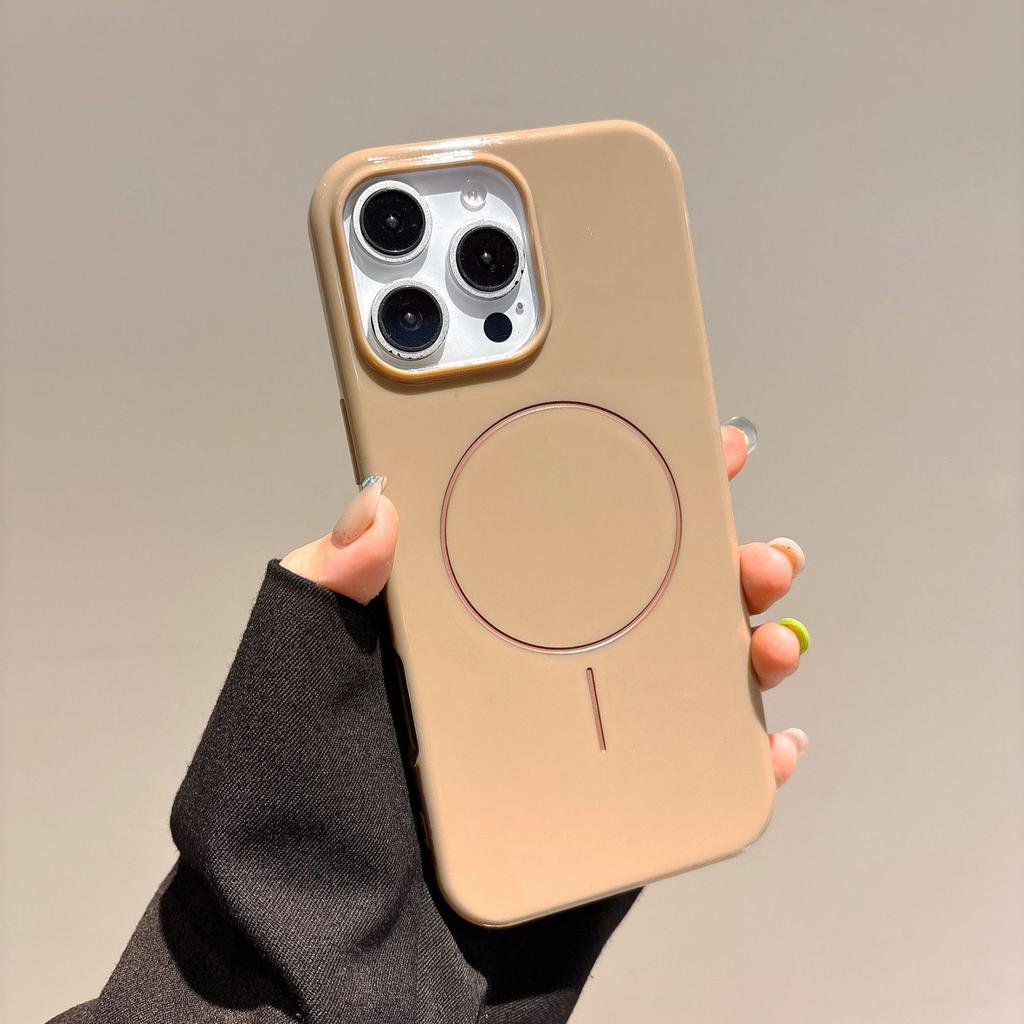 For IPhone16 Mobile Phone Case Imitation Original Fine Circle Magnetic Suction for Apple 15promax All-inclusive Solid Color Protective Case