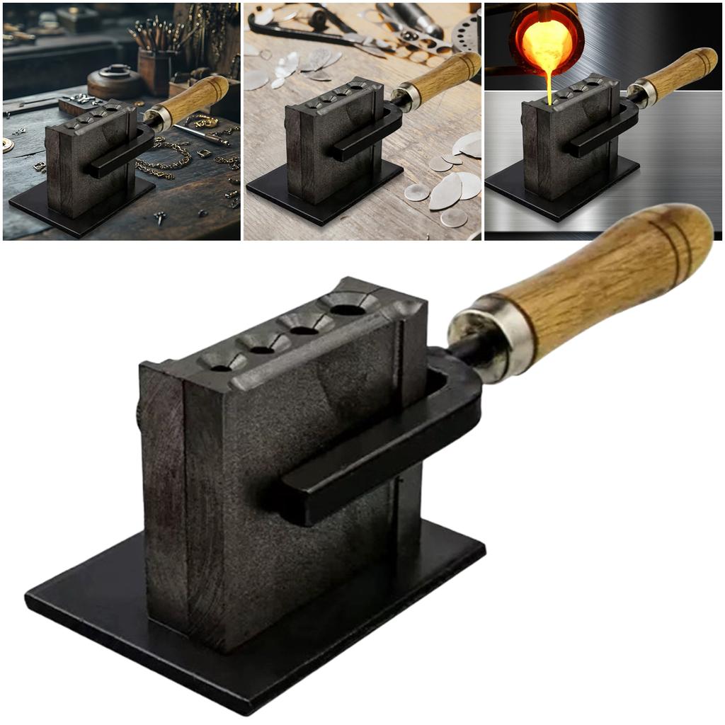 Реверсивная форма для ювелирных слитков 4 размера Отливка Металлическая тигельная форма Форма для литья слитков для плавки, литья, рафинирования металлов