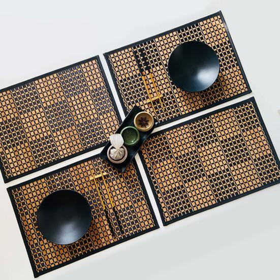 Бамбуковый плетеный коврик под приборы в форме спирали, утолщенный, термостойкий, маслостойкий, нескользящий, для вечеринок, свадеб, банкетов, украшения стола, обеденного кухонного коврика