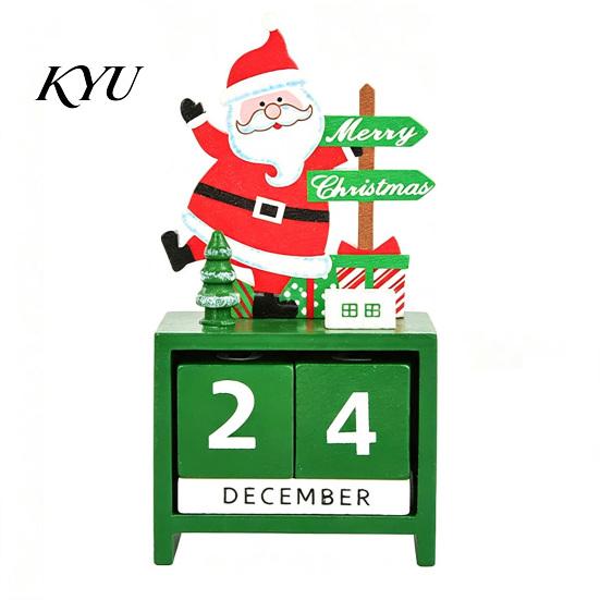 Creative Christmas Decoration Countdown Blocks, Days Until Wooden Desk Ornament, Cute Advent Calendar for Kids Santa Snowman Reindeer Mantel