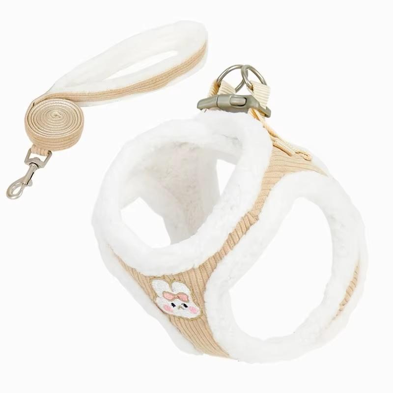 Luxury Adjustable Cotton Dog Harness Vest Set with Quick Release Button Closure & Rivet Decoration Fashion Raw Edge Design
