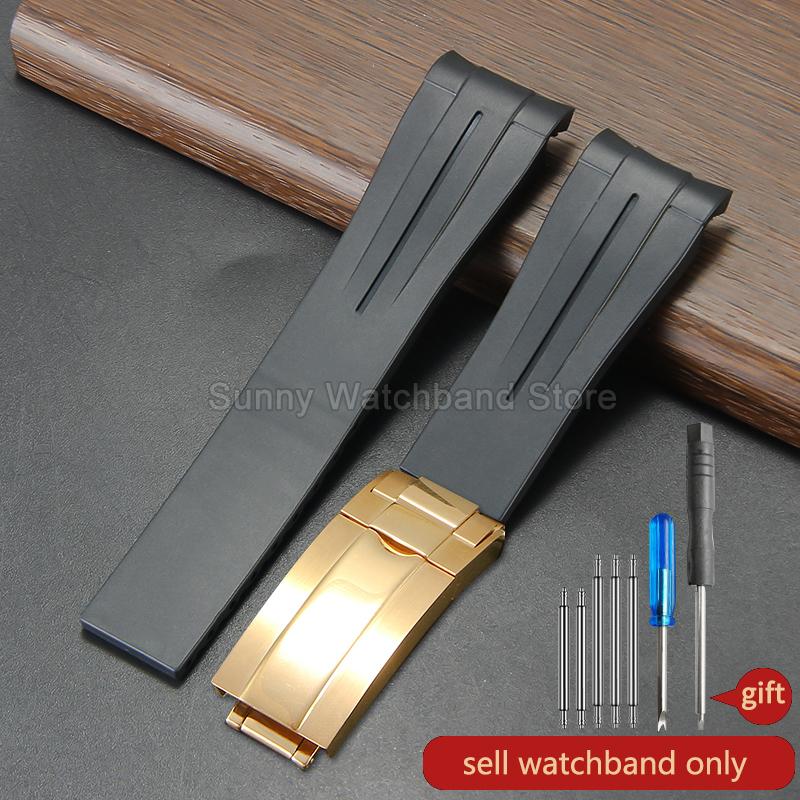 Силиконовый аксессуар для часов 20 мм Черный Стиль для Rolex Daytona Черный Зеленый Submariner Yacht-Master Водонепроницаемый Дышащий Ремешок для часов