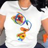 Fashion Women Personalized Painted Face Print T Shirt Funny Casual O-neck Short Sleeves T-shirt Summer Female Tee Shirt