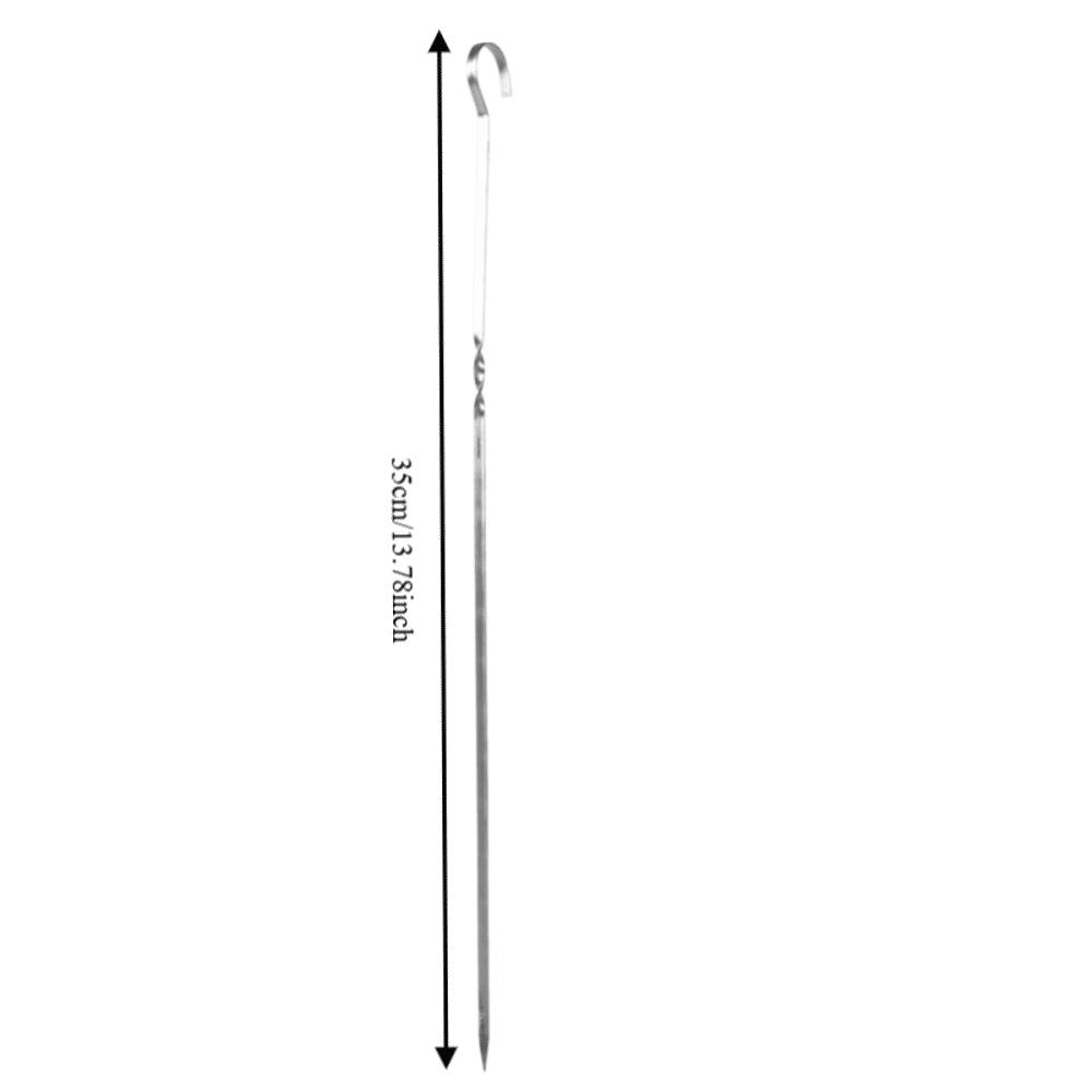 12PCS Stainless Steel BBQ Skewers Hooked Handle Grill Skewers Kabob Sticks Vegetable Skewering