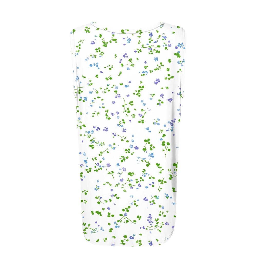 Square Collar Tank Top Women Print Tank Tee Casual Loose Fit Sleeveless Shirt