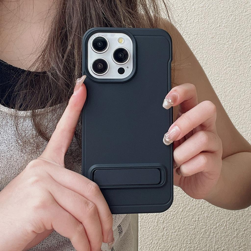 Матовый чехол-подставка из ТПУ, мягкий, подходит для Ip16pm, простой, дофаминовый, Apple 15/14, цветной, макарон, защитный чехол