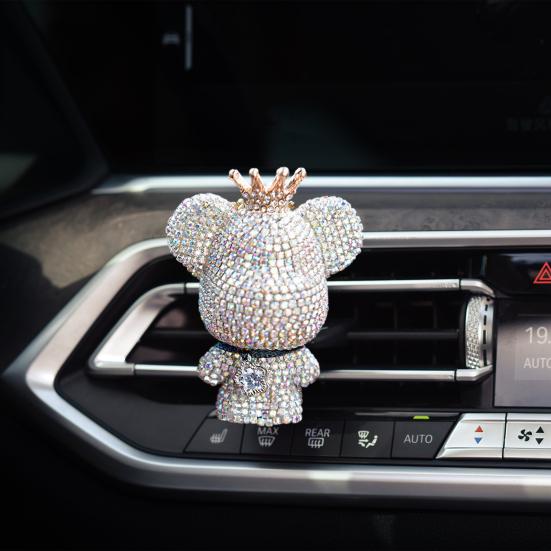 Автомобильный освежитель воздуха со стразами и медведем, крепление к вентиляционному отверстию, длительный аромат, удаление запаха, зажим, тип автомобильного воздуховыпускного отверстия, диффузор для ароматерапии, автомобиль