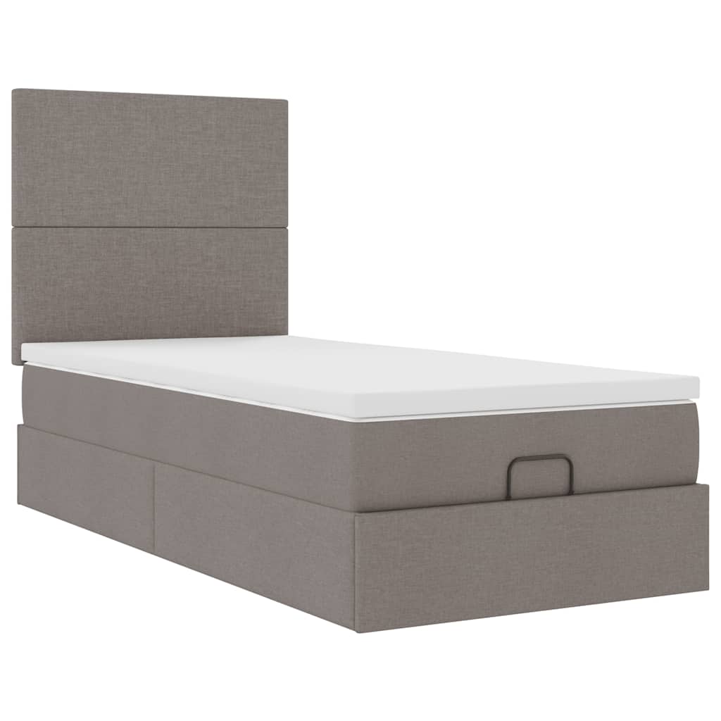 Ottoman Bed with Mattress Taupe 100x200 cm Fabric