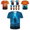 Яркая 3D-печать Годзилла Король Монстров Унисекс Повседневная Футболка с Коротким Рукавом