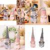 Adorable Plush Gnome Figurine Decor For Christmas Featuring Striped Long Hat Design In Coffee Gray And Pink