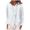 Модная женская хлопковая льняная повседневная однотонная футболка с длинными рукавами на пуговицах, блузка, топы