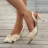 Sandals Summer Women Luxury Brand High Heels Sandalias Sexy Pointed Toe Slip On Bow Casual Shoes Office High Heels Women Sandals