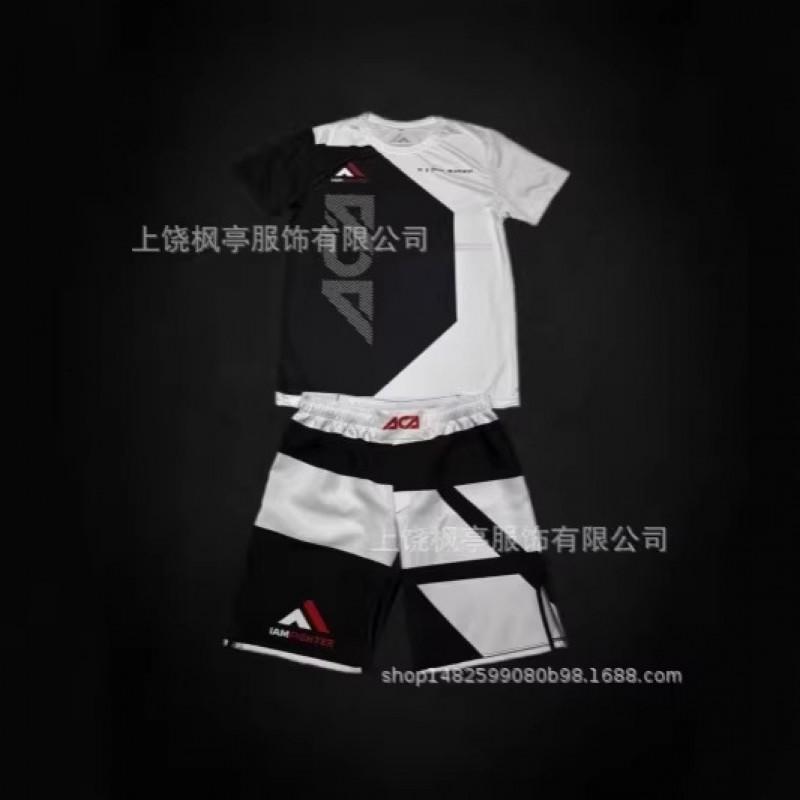 Mens Wrestling Sport Short Sleeve T-Shirt Shorts Set Training Youth Athletic Wear