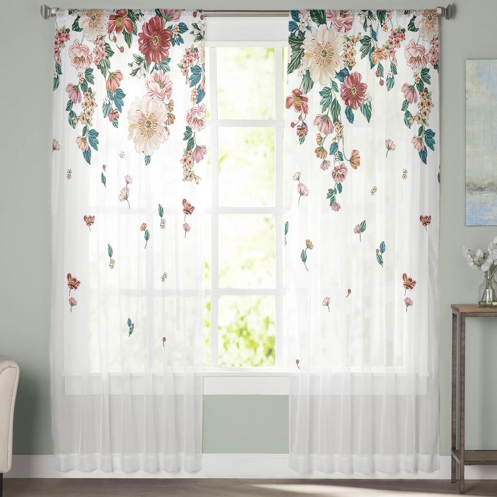 Летние растения цветы прозрачные шторы для гостиной кухни детской спальни вуаль подвесные шторы