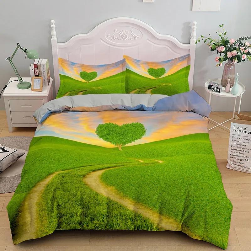 3D Love Heart Duvet Cover Luxury Romantic Theme Bedding Set King Queen For Couple Valentine's Day Gifts Bedroom Decor