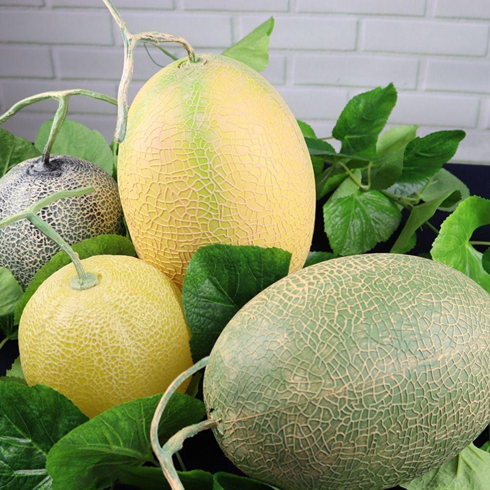 Модель продукта Искусственная дыня Канталупа Пластиковая имитация фрукта Поддельная дыня Канталупа Декор для дома