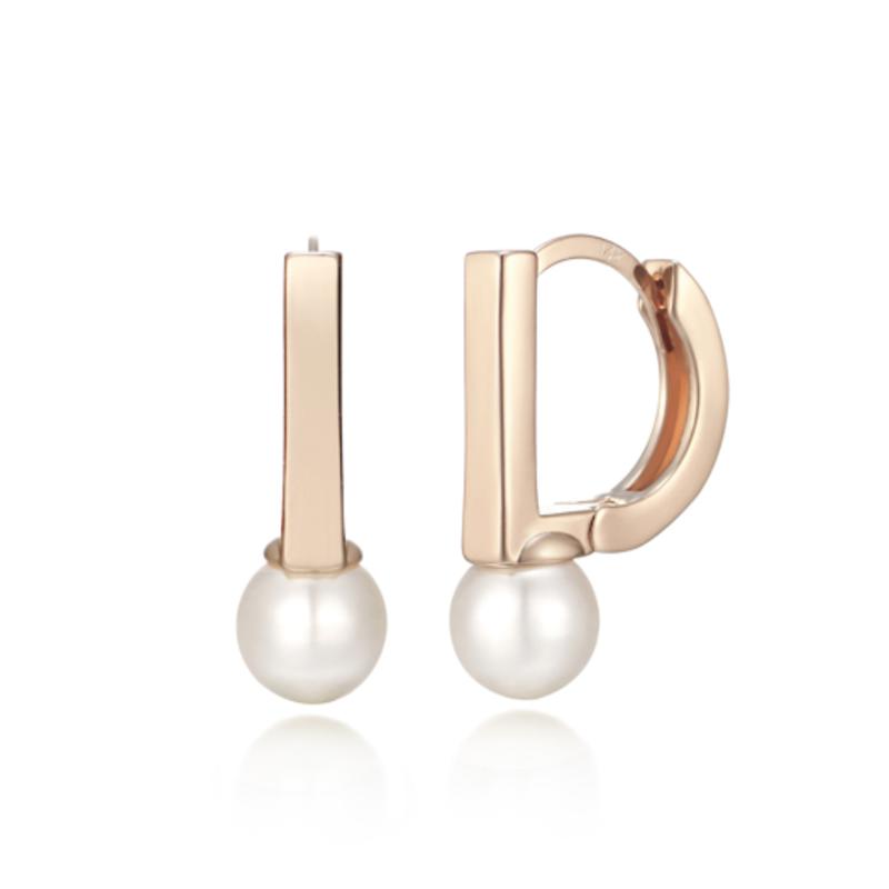 CRANNE 14K Pearl One-Touch Earrings (Gold Pin) C24EGP078