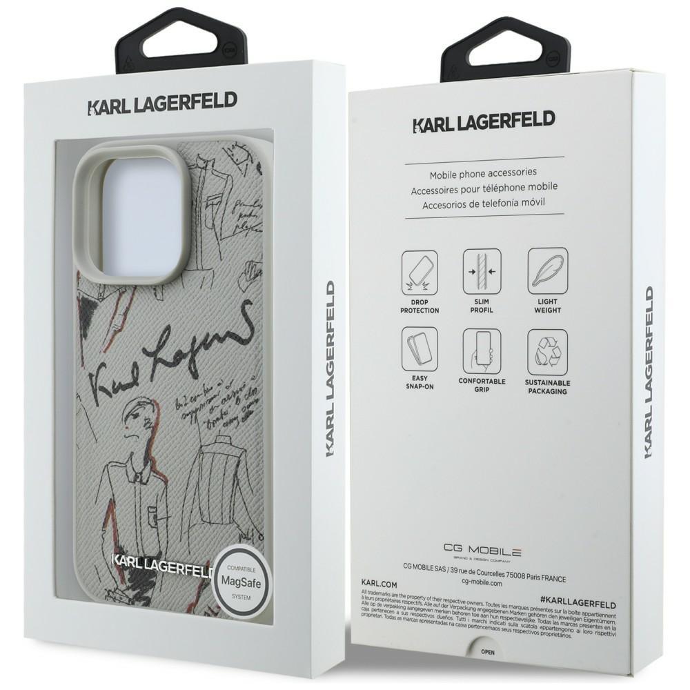 Karl Lagerfeld Grained Pattern & Logo MagSafe Case for iPhone 16 Pro Max Gray