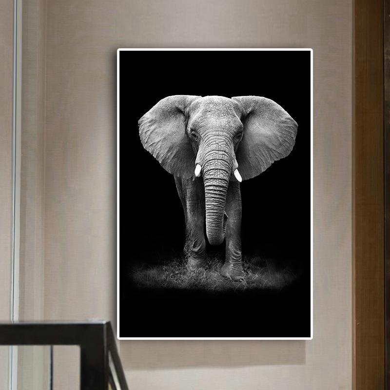 Black and White Animals Cavans Painting Nordic Elephant Posters and Prints Wall Art Picture for Living Room Home Decor Cuadros