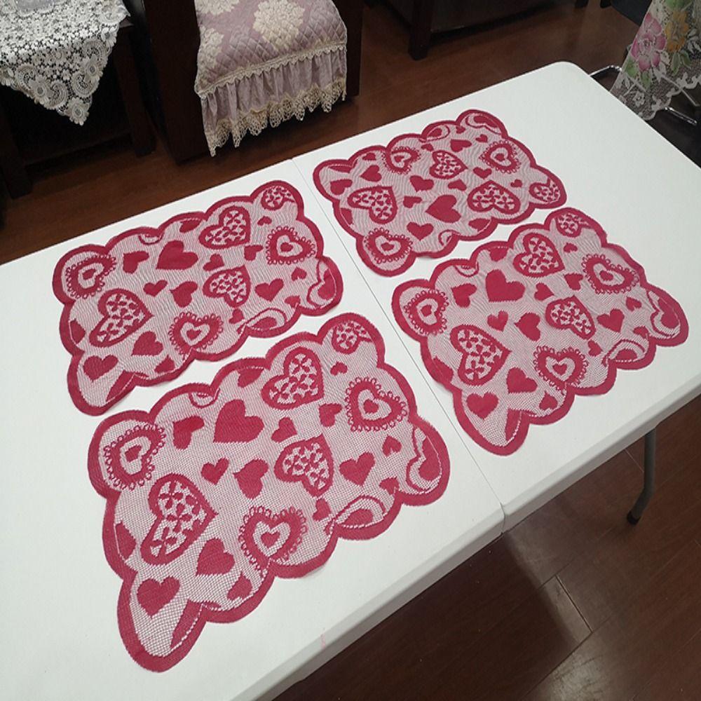 Valentines Day Heart Shaped Table Runner Romantic Table Flag Dining Table Mat Outdoor Party